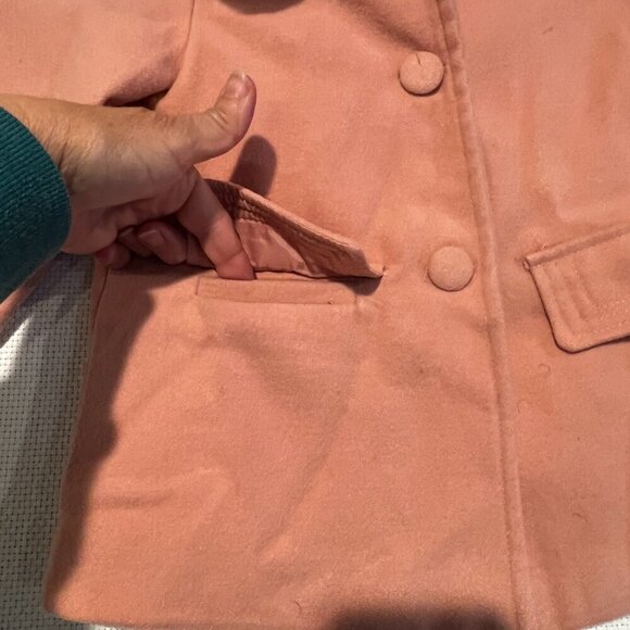 JOie Girls Size 2T Faux-Fur-Trimmed Blush Pink Button lined Jacket Coat - Picture 4 of 12